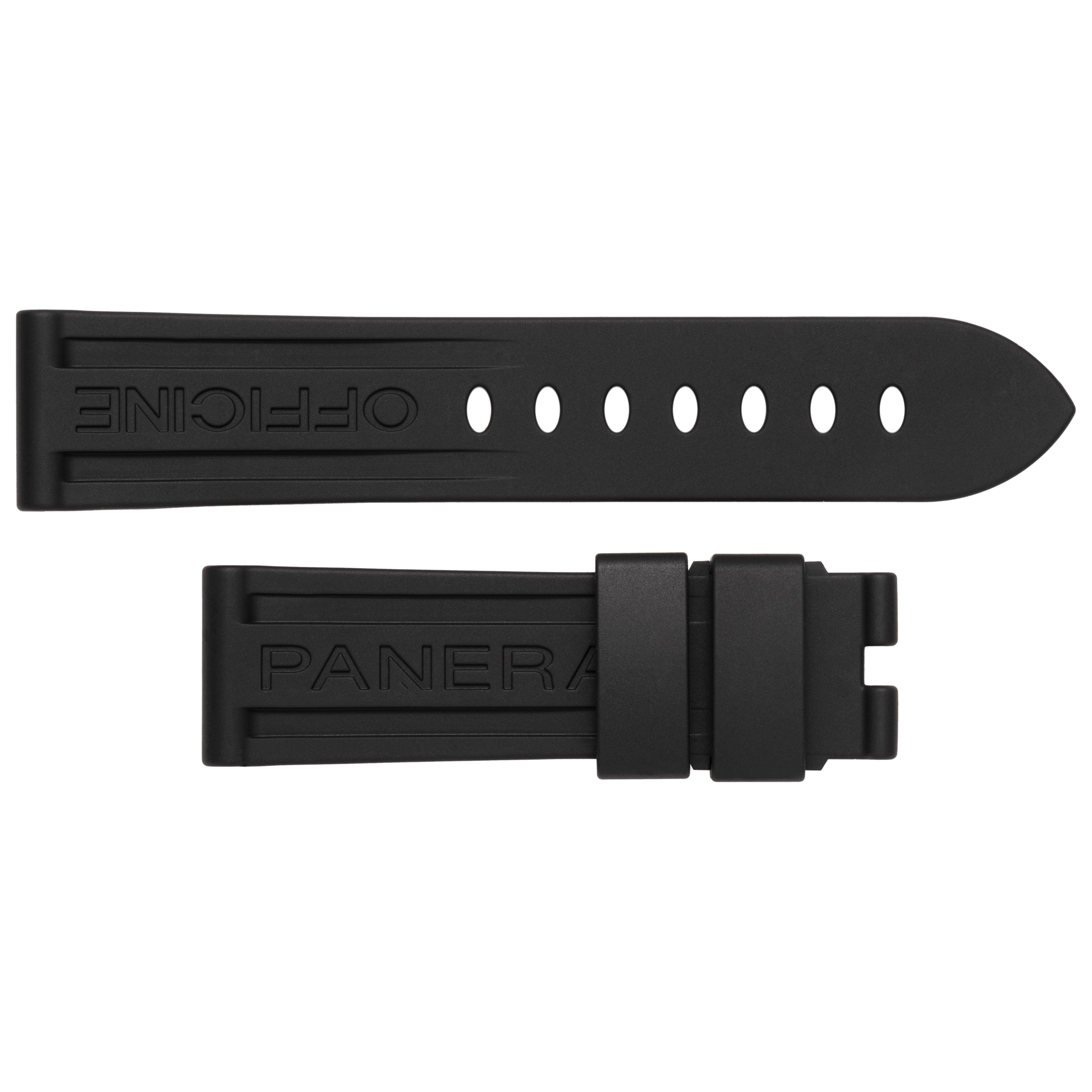 Panerai 24mm Black Rubber Watch Strap, Size mm