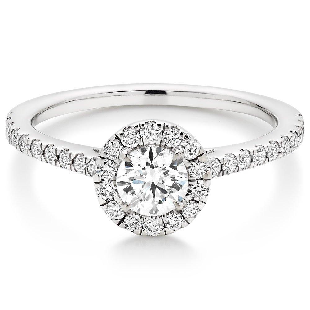 18ct White Gold Diamond Halo Ring | 0100701 | Beaverbrooks the Jewellers