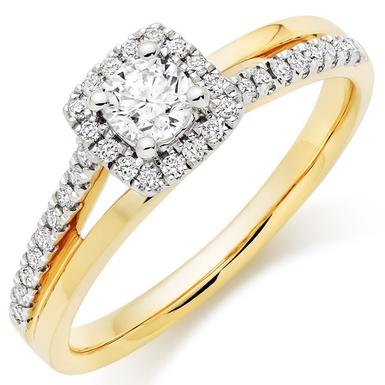 18ct Gold Diamond Halo Ring