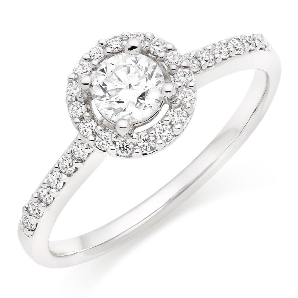 18ct White Gold Diamond Halo Ring | 0104524 | Beaverbrooks the Jewellers