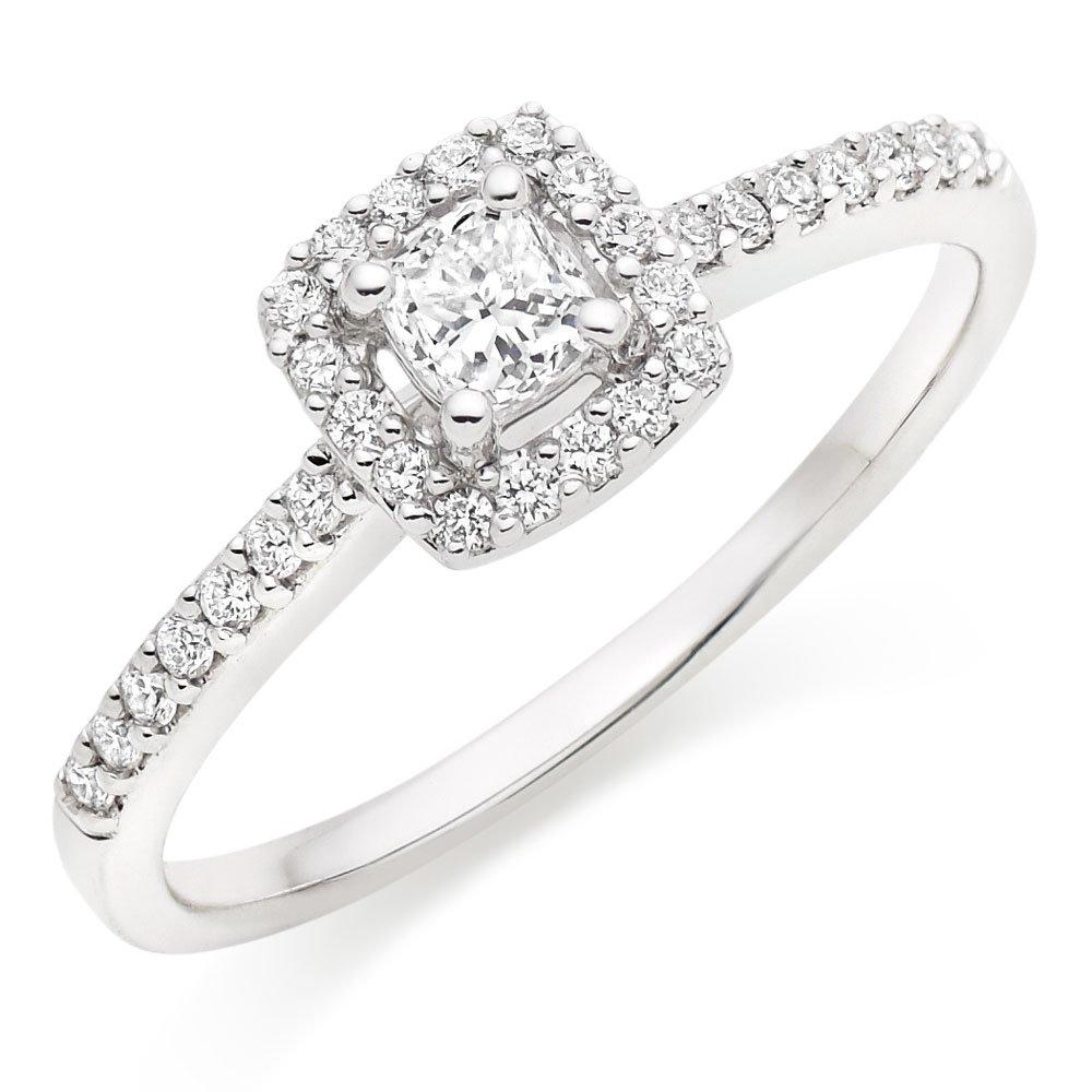 18ct white gold 1ct deals diamond cushion halo bridal set