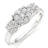 18ct White Gold Cluster Three Stone Ring