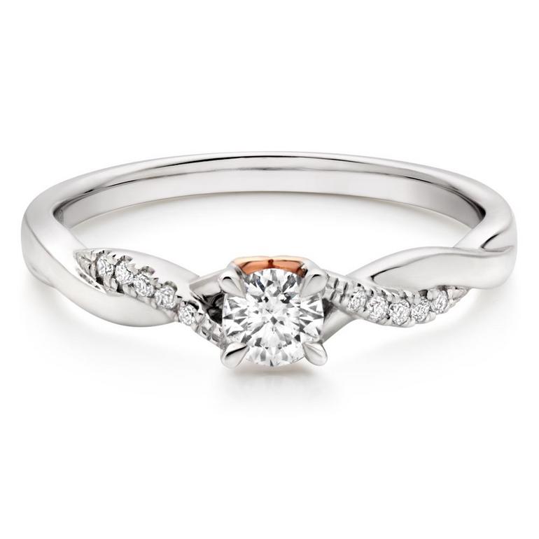 18ct White Gold and Rose Gold Diamond Rose Hearts Ring
