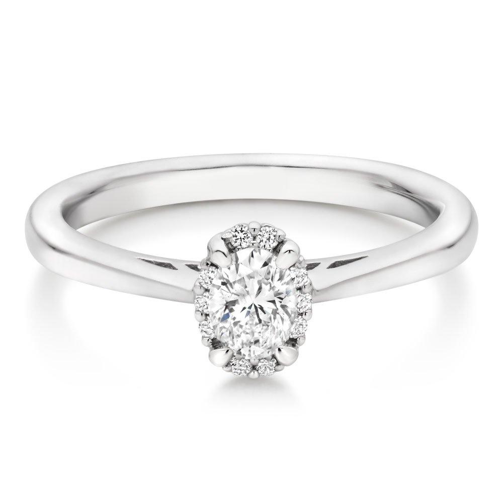 18ct White Gold Diamond Oval Cut Halo Ring