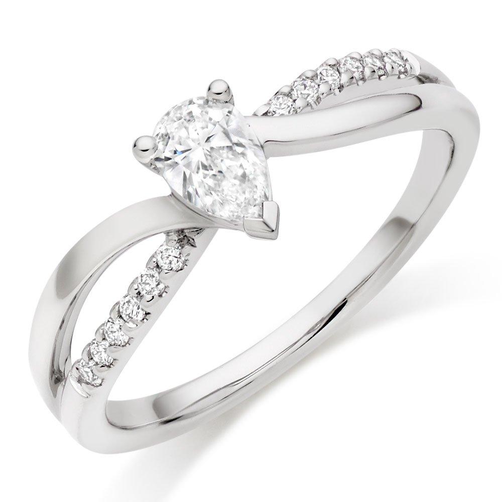 Beaverbrooks 18ct White Gold Diamond Pear Shaped Solitaire Ring