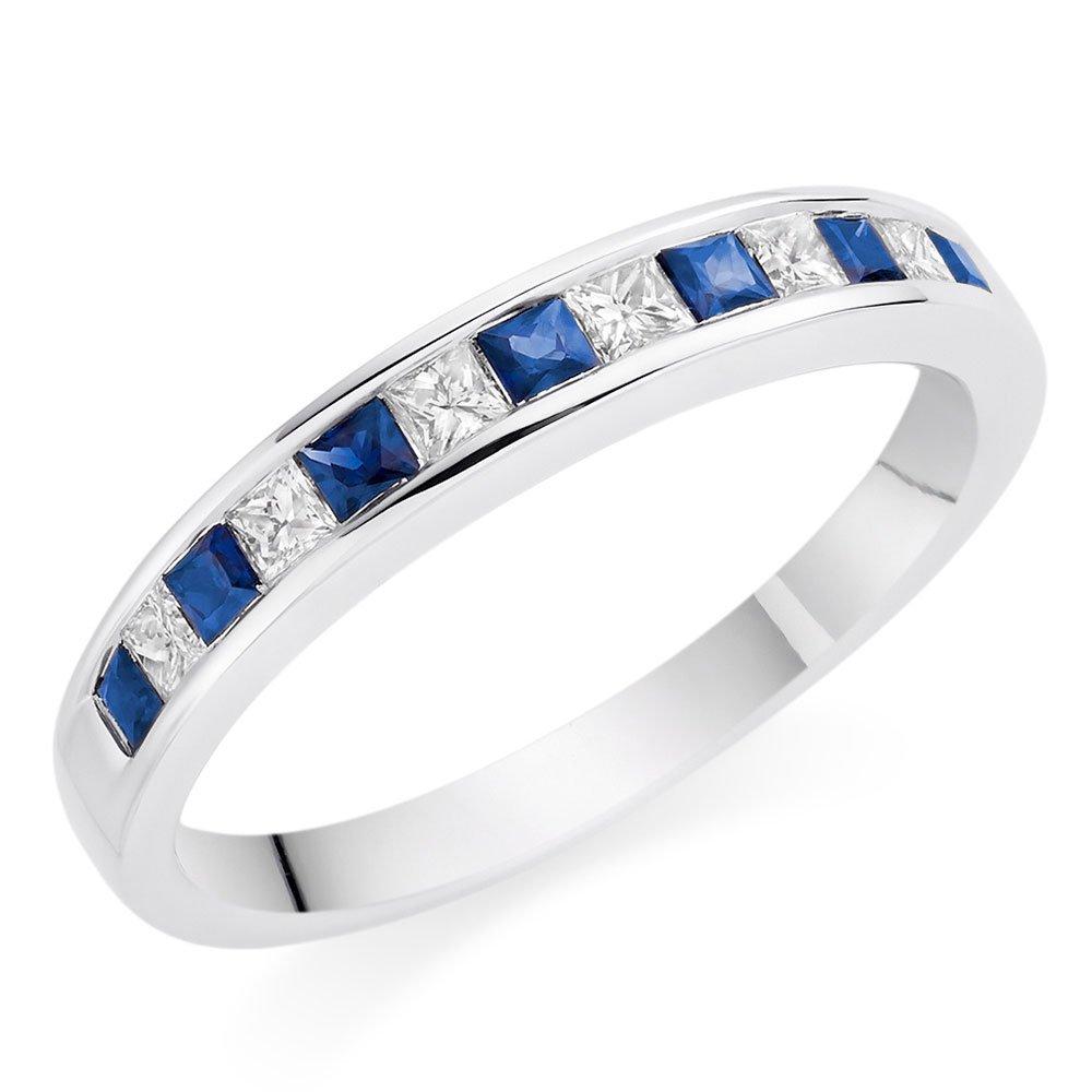 18ct White Gold Sapphire and Diamond Half Eternity Ring ...