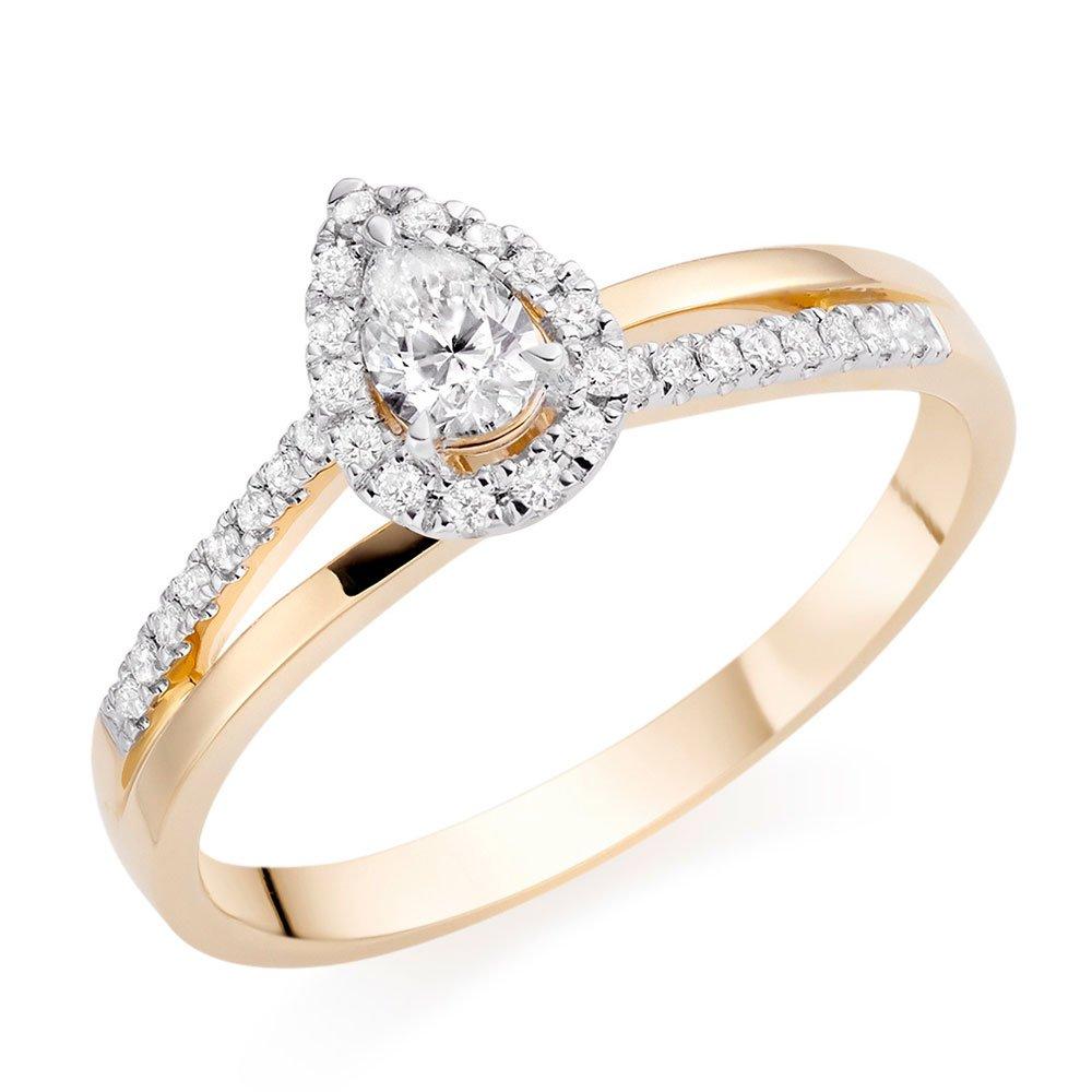 18ct Gold Diamond Pear Shaped Halo Ring | 0109200 | Beaverbrooks the ...