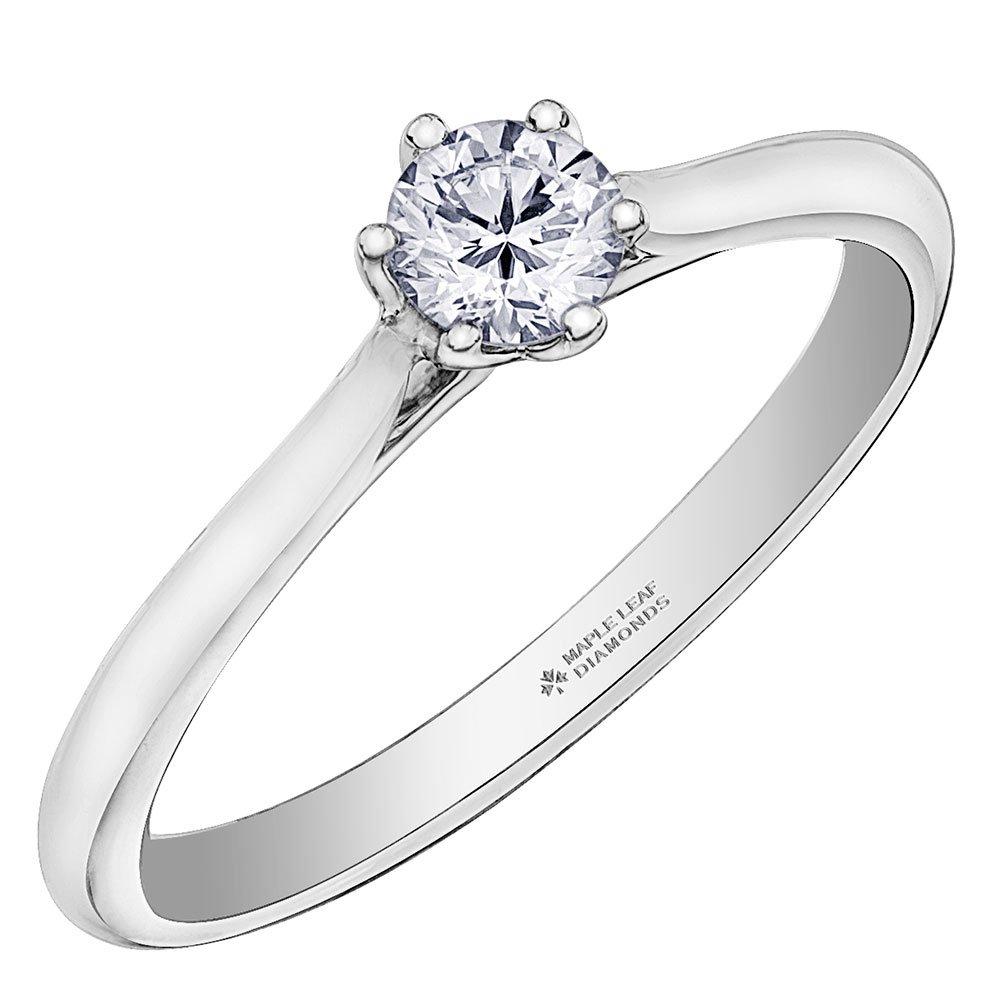Maple Leaf Diamonds Eternal Flame 18ct White Gold Diamond Solitaire Ring 0111500 Beaverbrooks the Jewellers