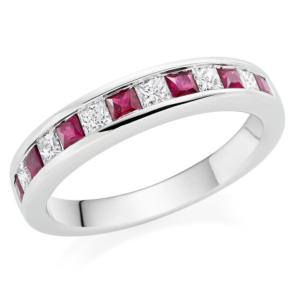 Ruby eternity store ring platinum