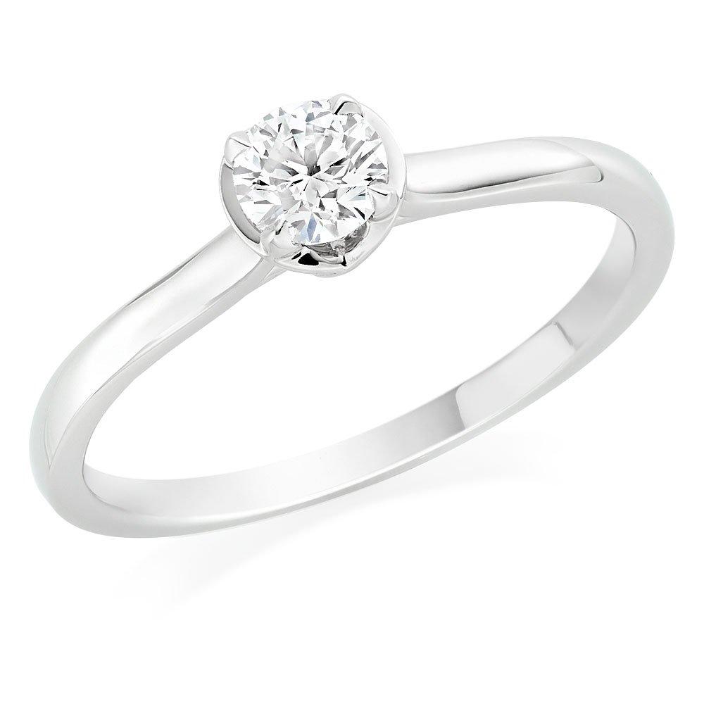 Hearts On Fire Women's Juliette Platinum Diamond Solitaire Ring, Diamond Carat 0.3 Colour H, Clarity SI1, Ring Size P