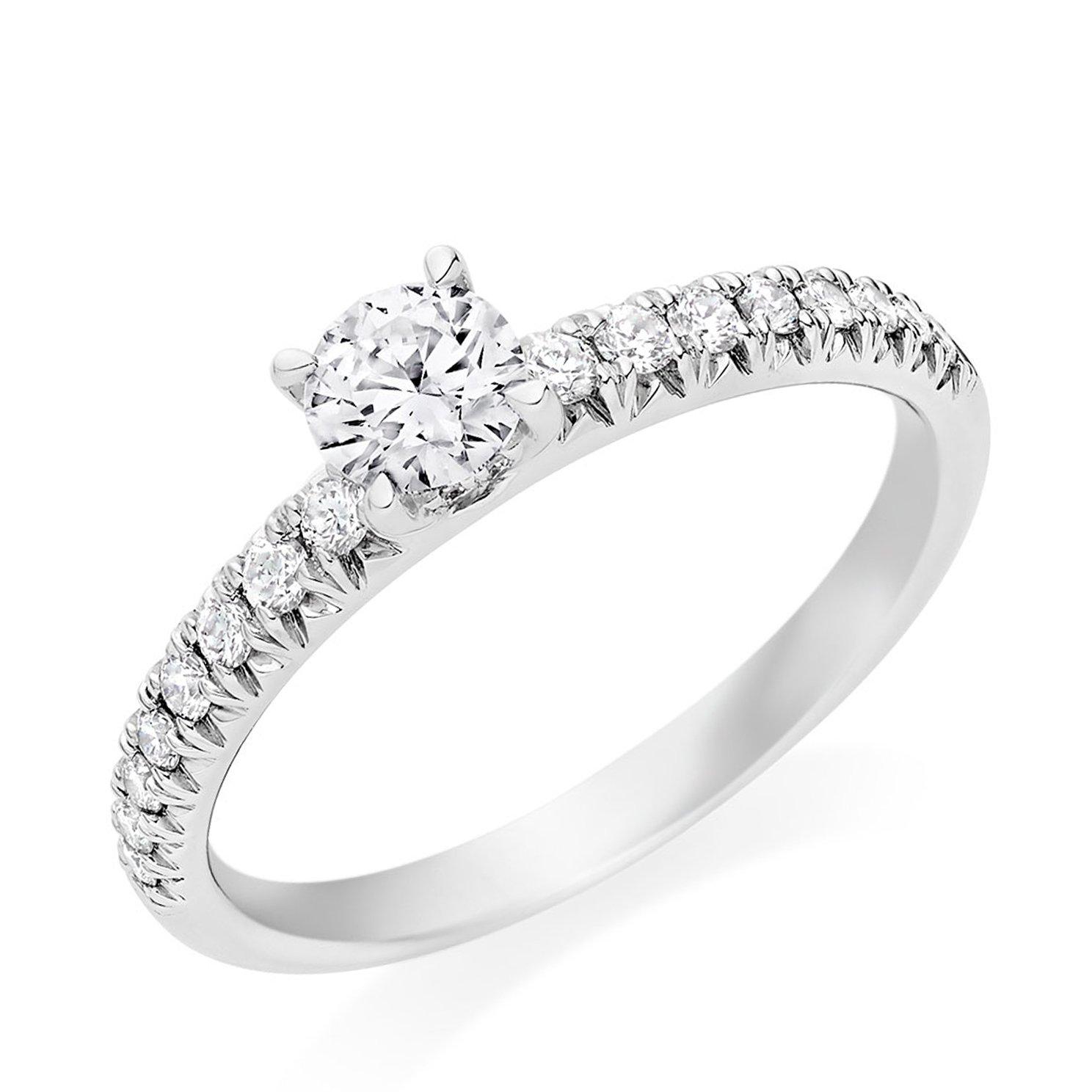 Beaverbrooks Women's Platinum Diamond Solitaire Ring, Diamond Carat 0.48 Colour G, Clarity SI1, Ring Size O