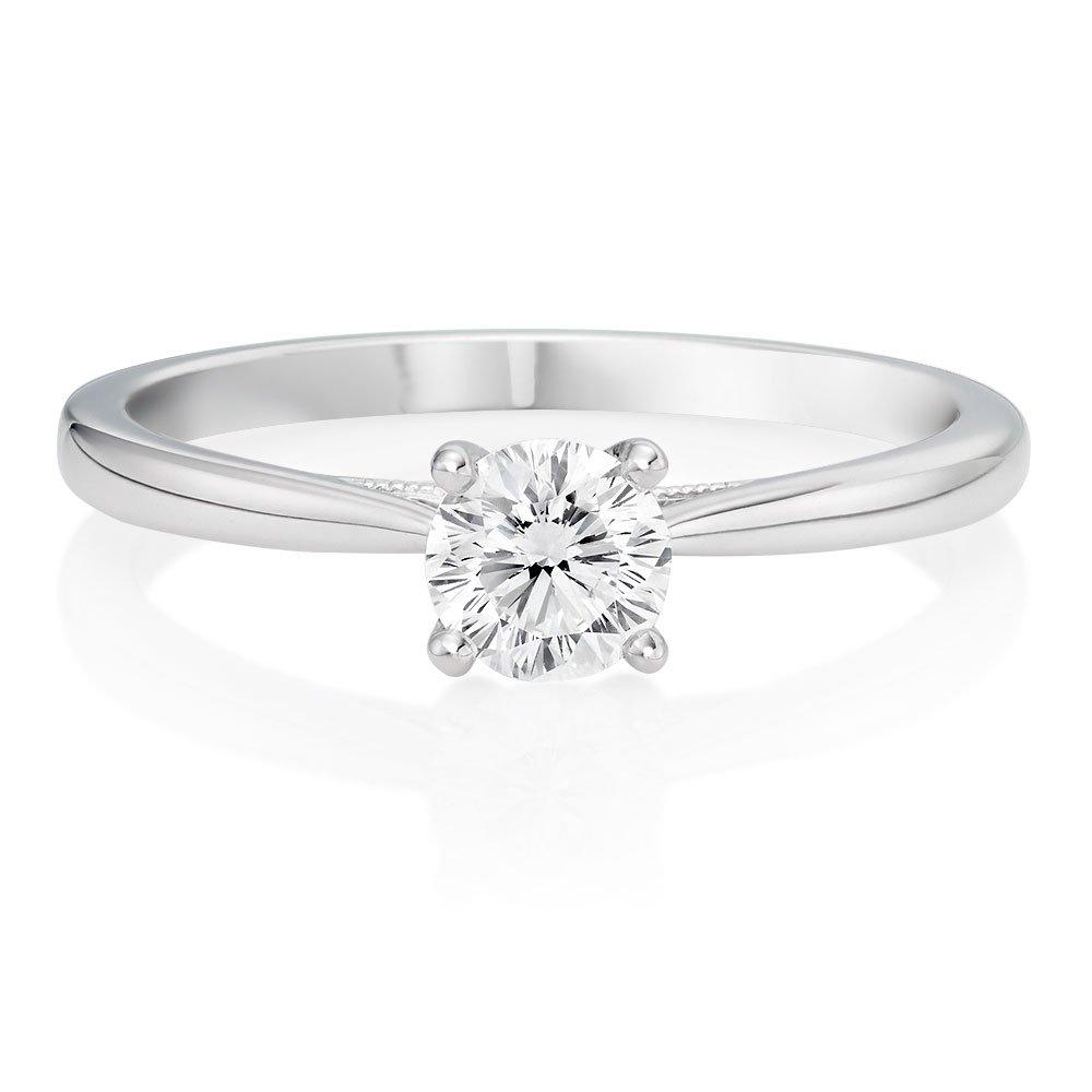 Beaverbrooks Women's Beyond Brilliance 18ct White Gold Diamond Solitaire Ring, Diamond Carat 0.4 Colour G, Clarity SI1, Ring Size Q