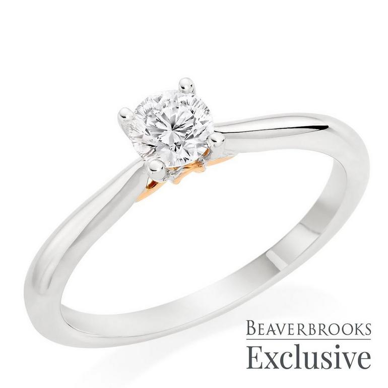 Beyond Brilliance 18ct White Gold and Rose Gold Diamond Solitaire Ring