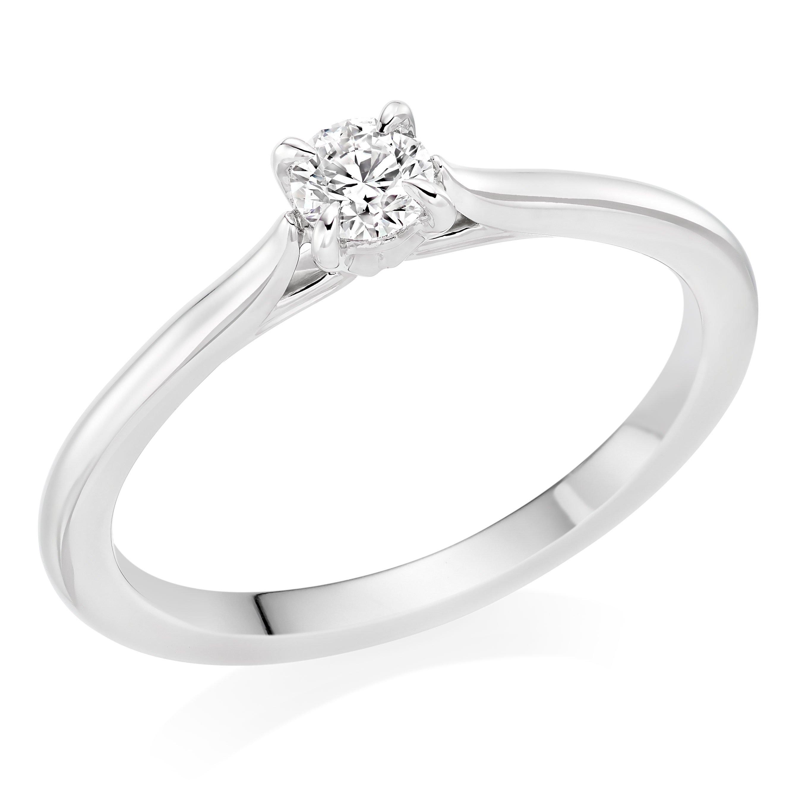 Hearts On Fire Women's Platinum Diamond Solitaire Ring, Diamond Carat 0.25 Colour H, Clarity SI1, Ring Size P