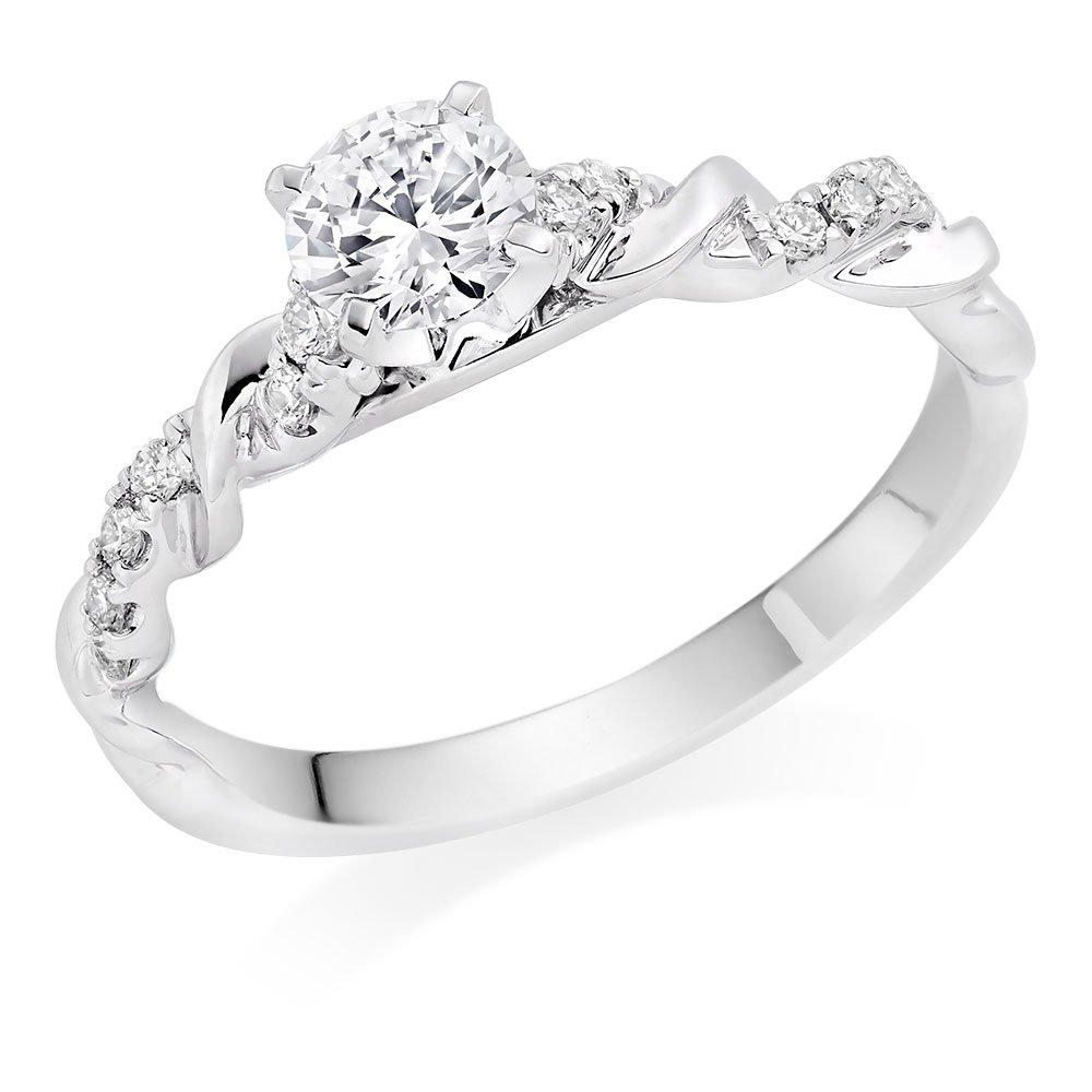 beaverbrooks women's entwine platinum diamond solitaire ring, diamond carat 0.45 colour g, clarity si1, ring size p