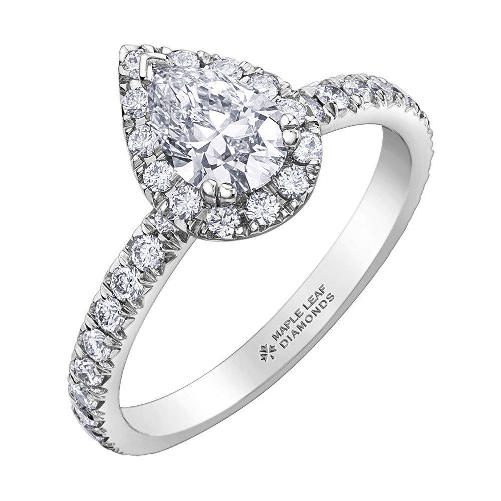 Maple Leaf Diamonds 18ct White Gold Diamond Pear Shaped Ring