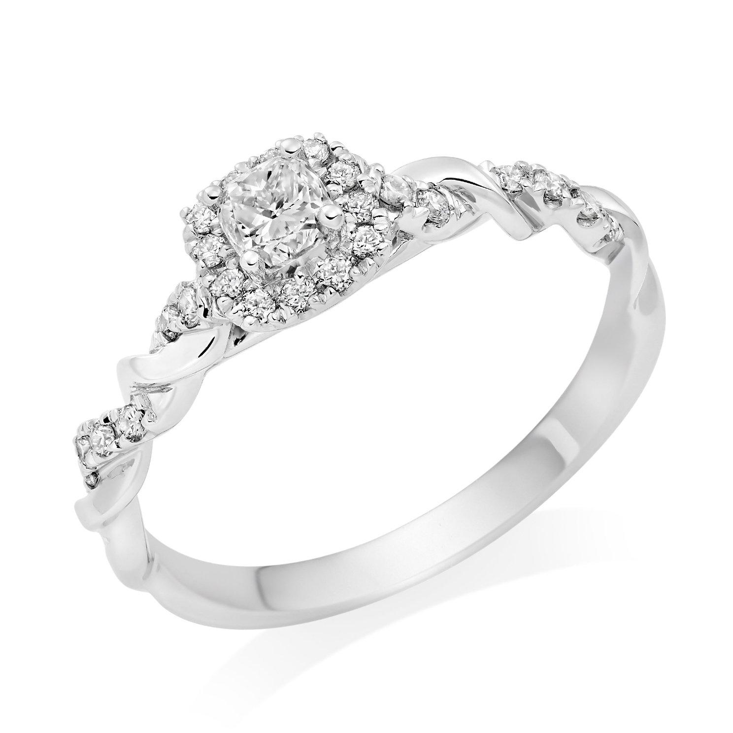 Entwine Platinum Diamond Cushion Cut Halo Ring