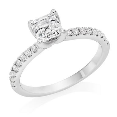 Royal Asscher Platinum Diamond Solitaire Ring