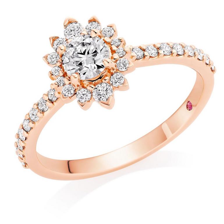 Hearts On Fire Hayley Paige Behati 18ct Rose Gold Diamond Halo Ring