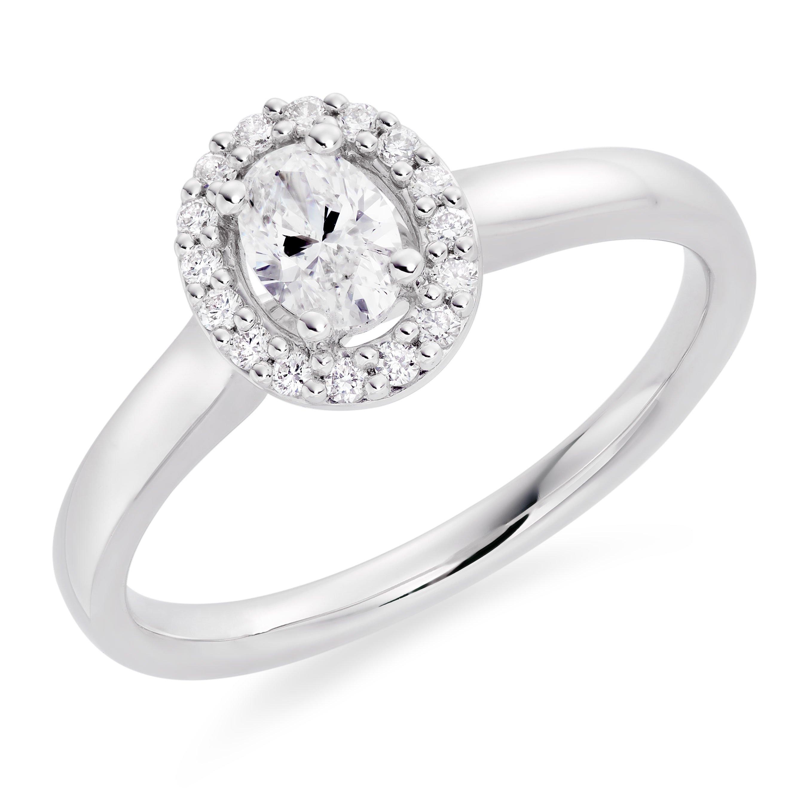 Platinum Diamond Oval Cut Halo Ring | 0124754 | Beaverbrooks the Jewellers