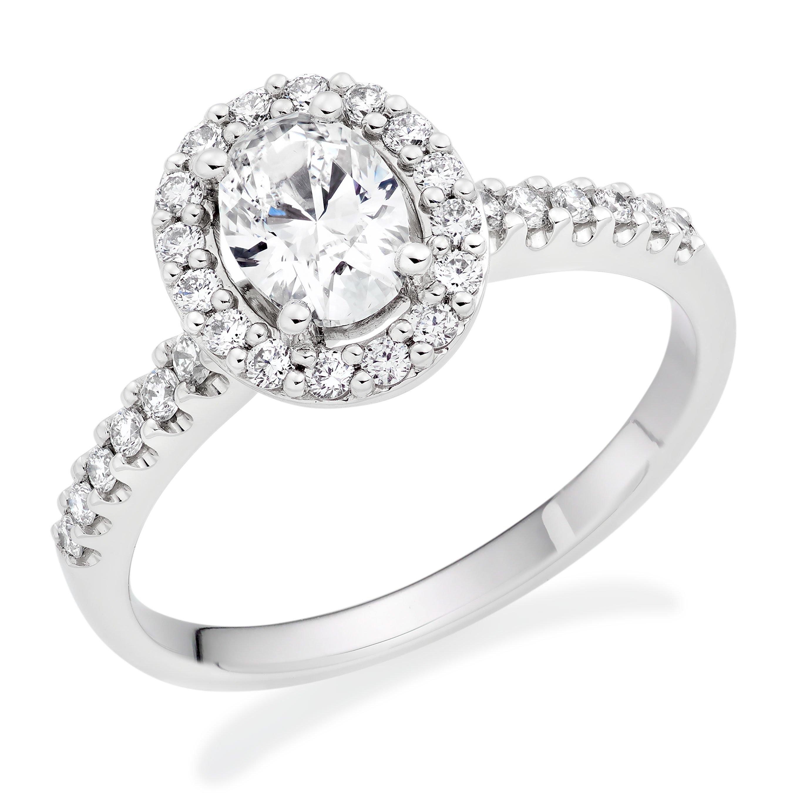 Platinum Diamond Oval Cut Halo Ring | 0127444 | Beaverbrooks the Jewellers