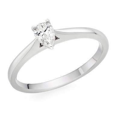 18ct White and Rose Gold Diamond Pear Shaped Solitaire Ring | 0127469 ...