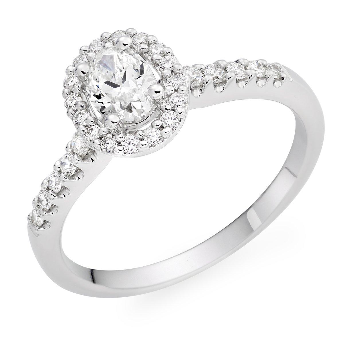 Platinum Diamond Oval Halo Solitaire Ring | 0129194 | Beaverbrooks the ...