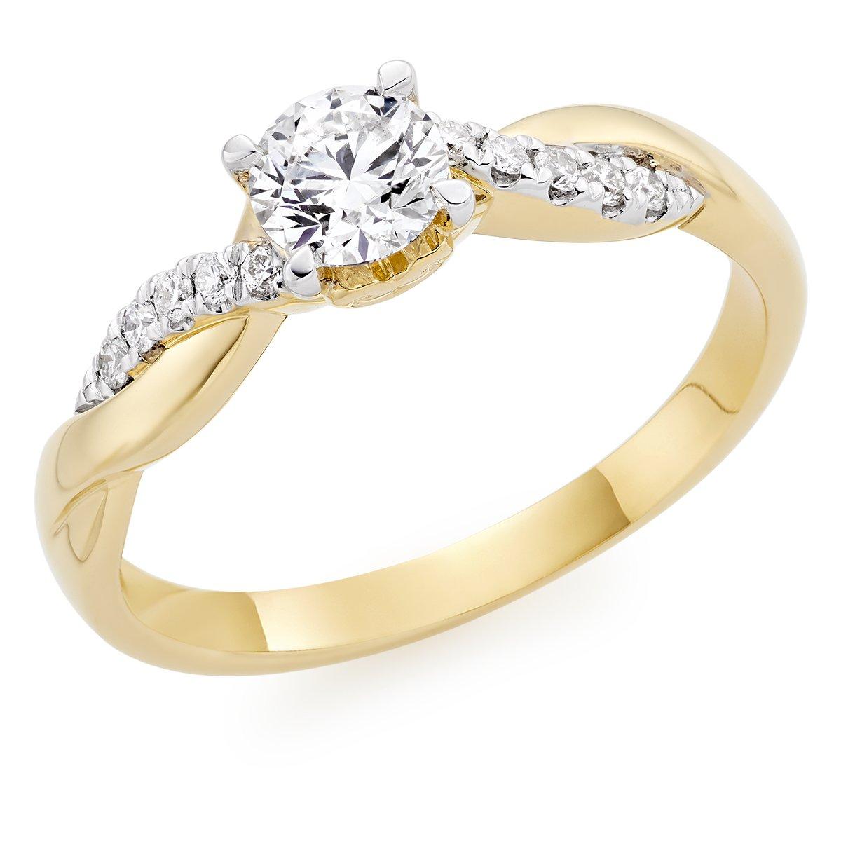18ct Yellow Gold Diamond Twist Solitaire Ring | 0129196 | Beaverbrooks ...