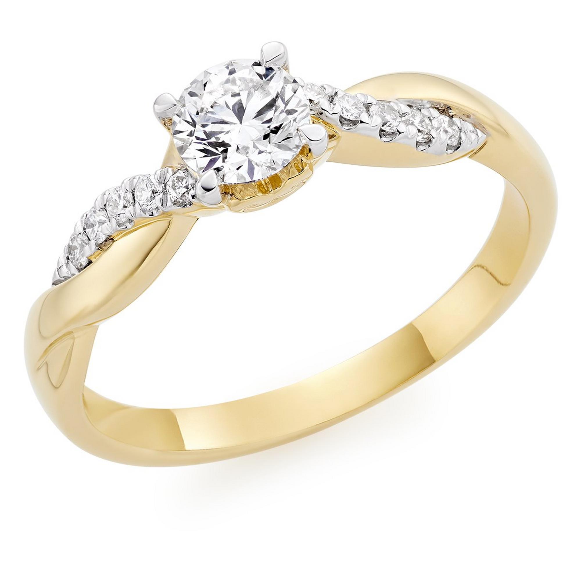 18ct Gold Diamond Twist Solitaire Ring