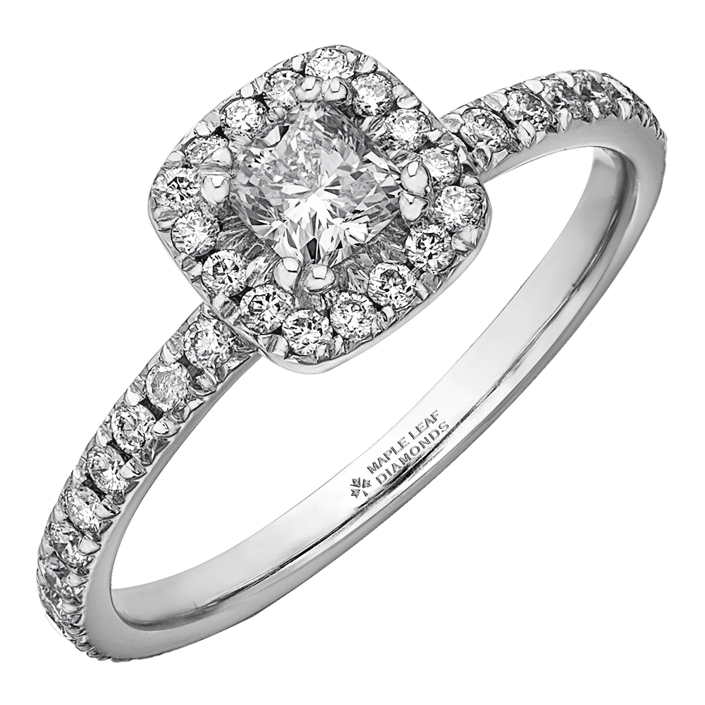 Maple Leaf Diamonds 18ct White Gold Diamond Halo Ring | 0130197 ...