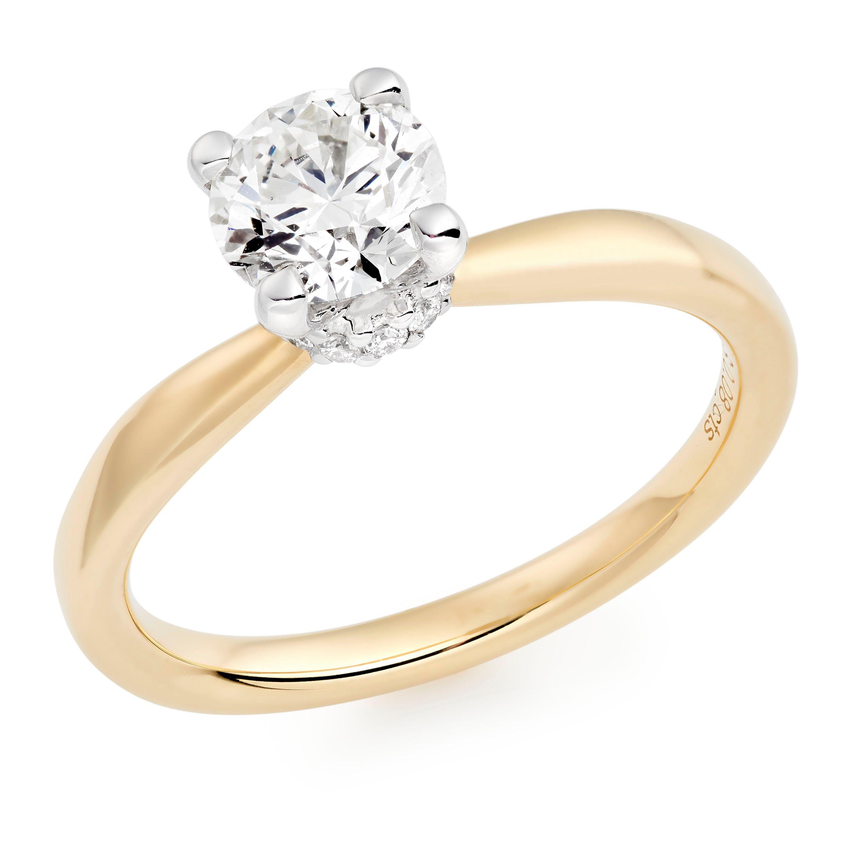 Once 18ct Gold Diamond Solitaire Hidden Halo Ring