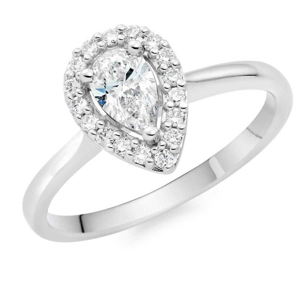 Platinum Diamond Pear Shaped Halo Ring
