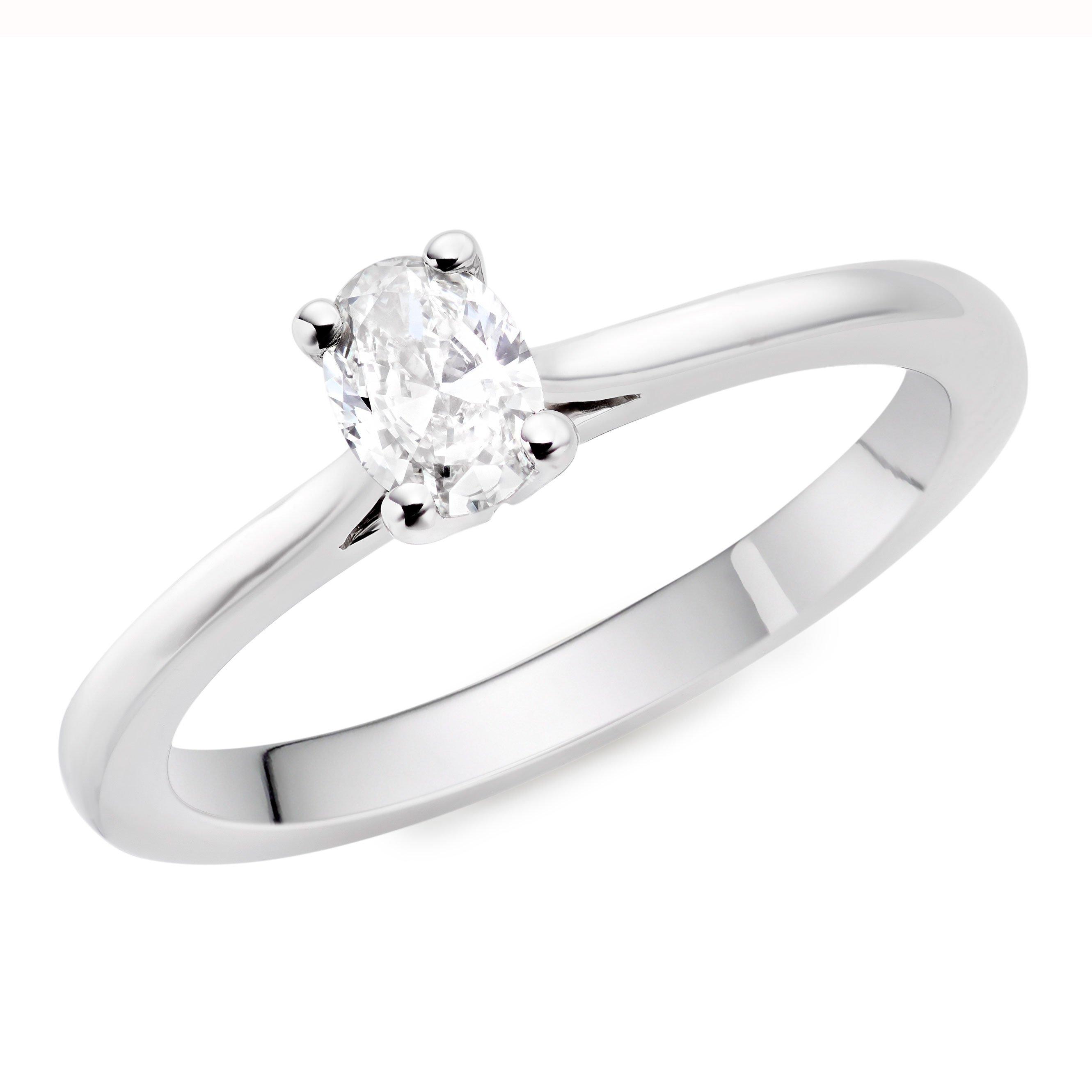 Platinum Diamond Oval Solitaire Ring | 0132673 | Beaverbrooks the Jewellers