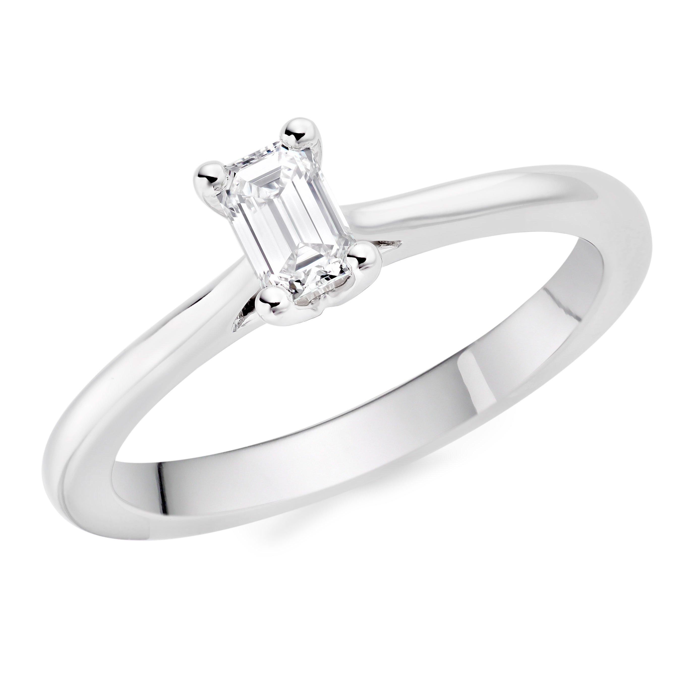 Platinum Diamond Emerald Cut Solitaire Ring | 0132676 | Beaverbrooks ...
