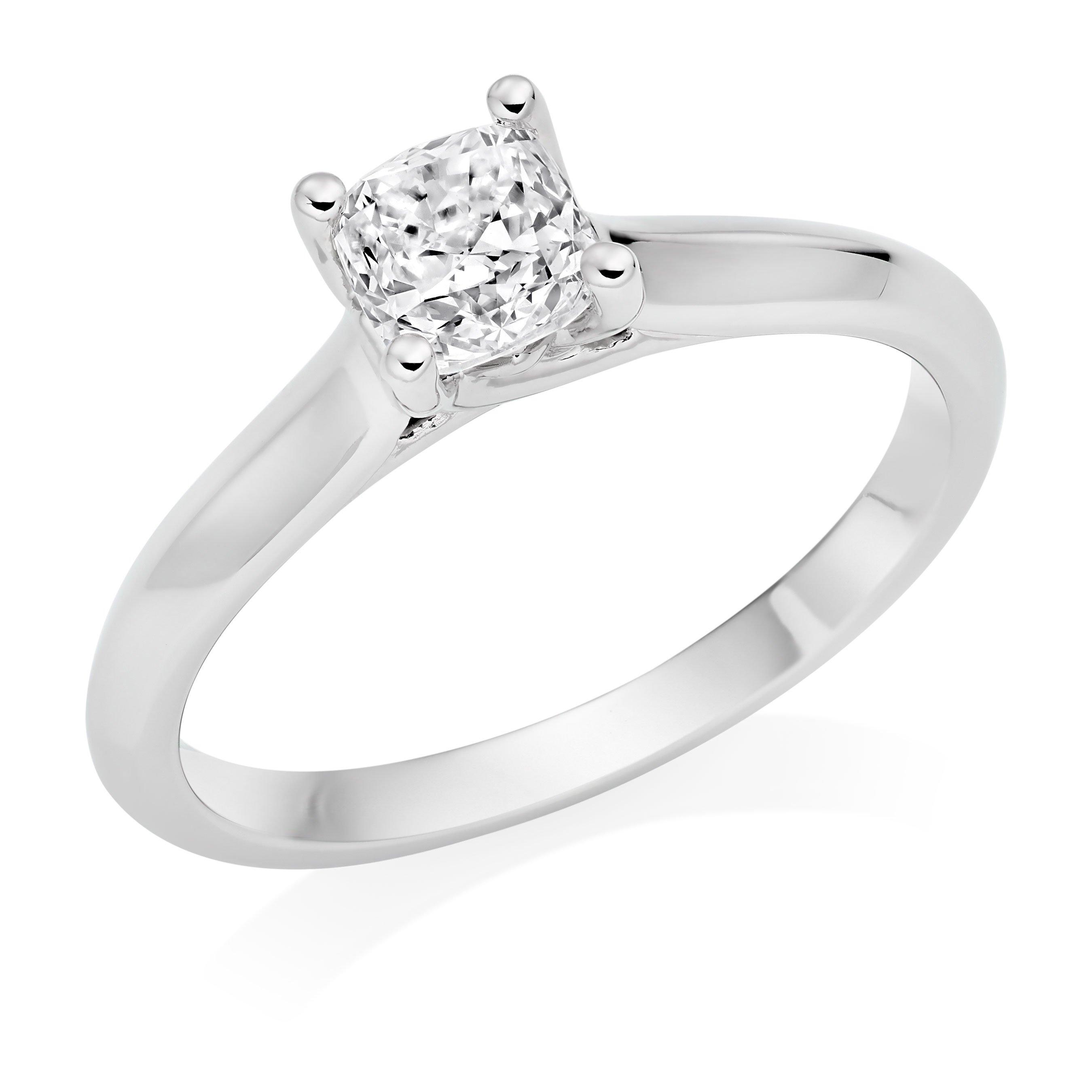 Royal Asscher Emma Platinum Diamond Cushion Cut Solitaire Ring