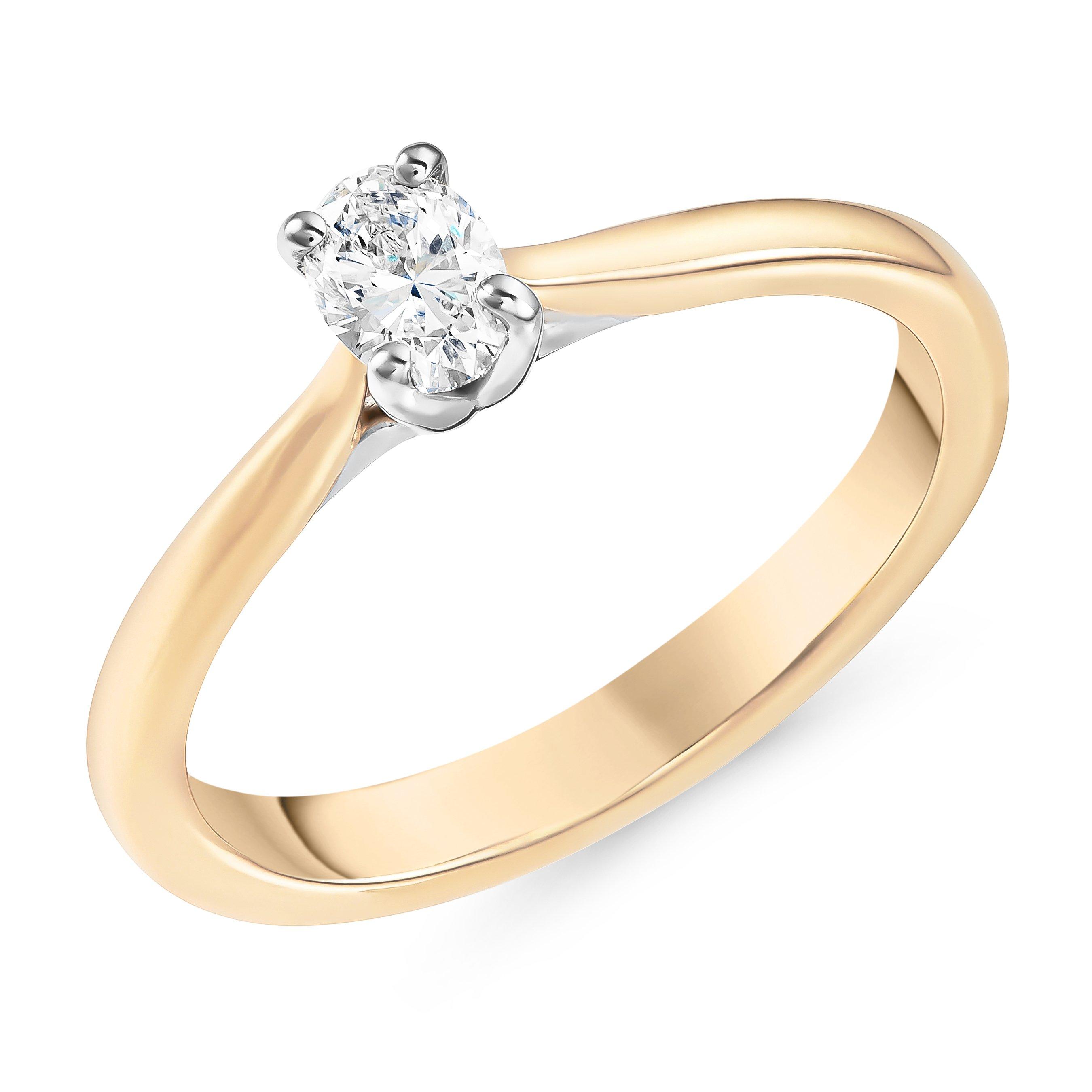 Beaverbrooks 18ct Yellow Gold Oval Shaped Diamond Solitaire Engagement Ring