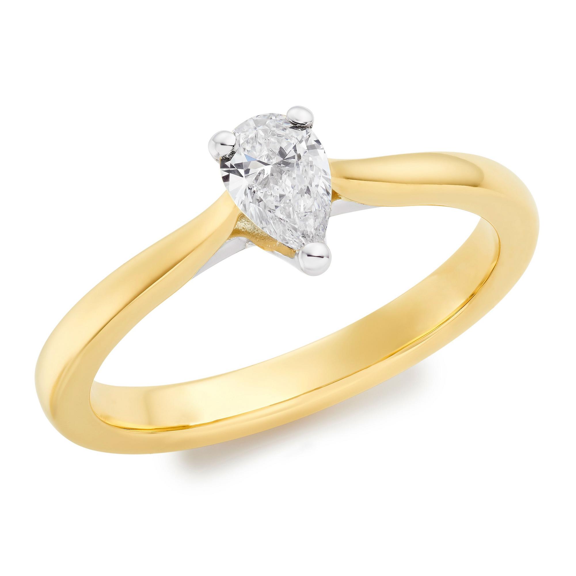 18ct Yellow Gold Pear Diamond Solitaire Ring