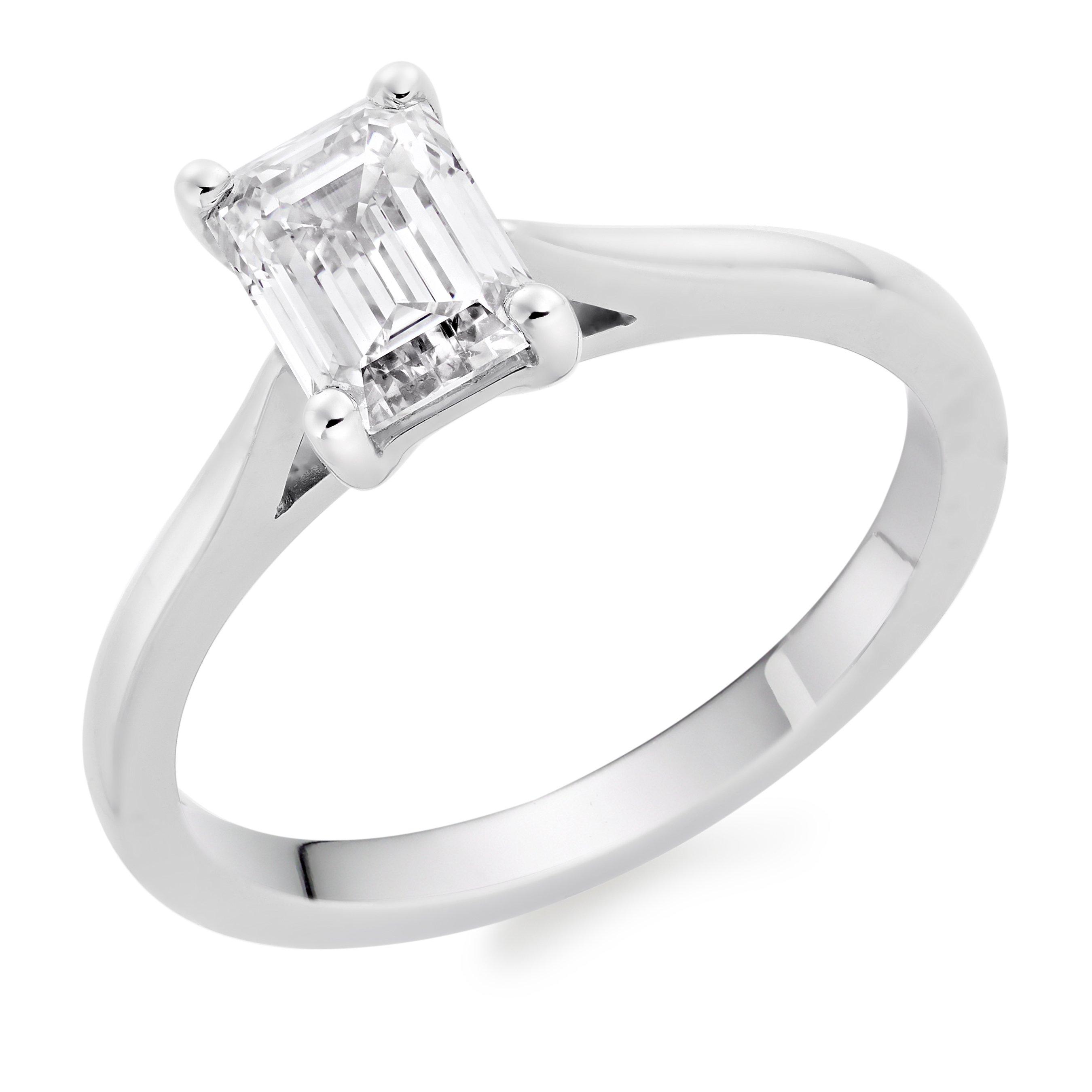 Once Platinum Emerald Cut Diamond Solitaire Ring | 0134799 ...