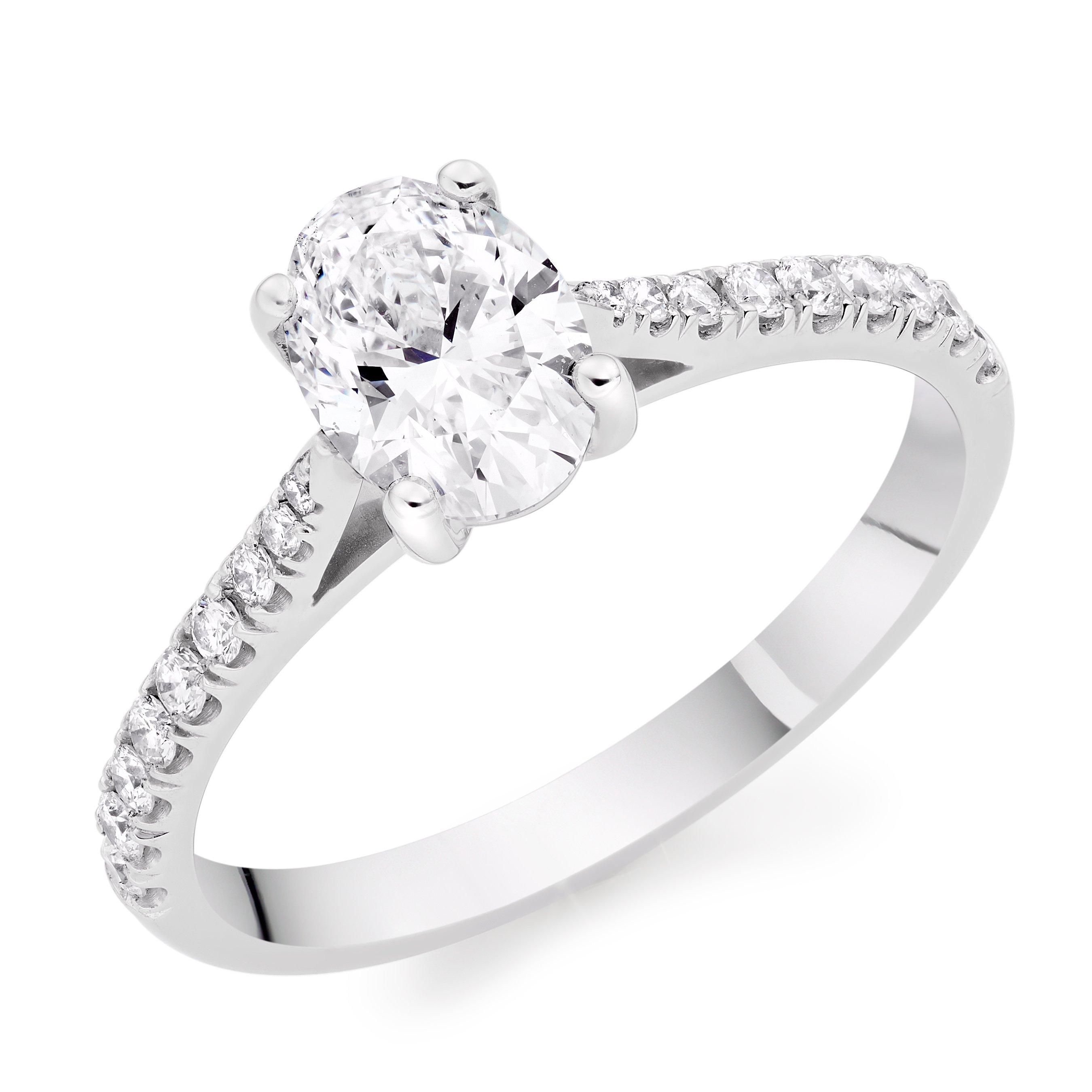 Once Platinum Oval Cut Diamond Solitaire Ring, Ring Size P