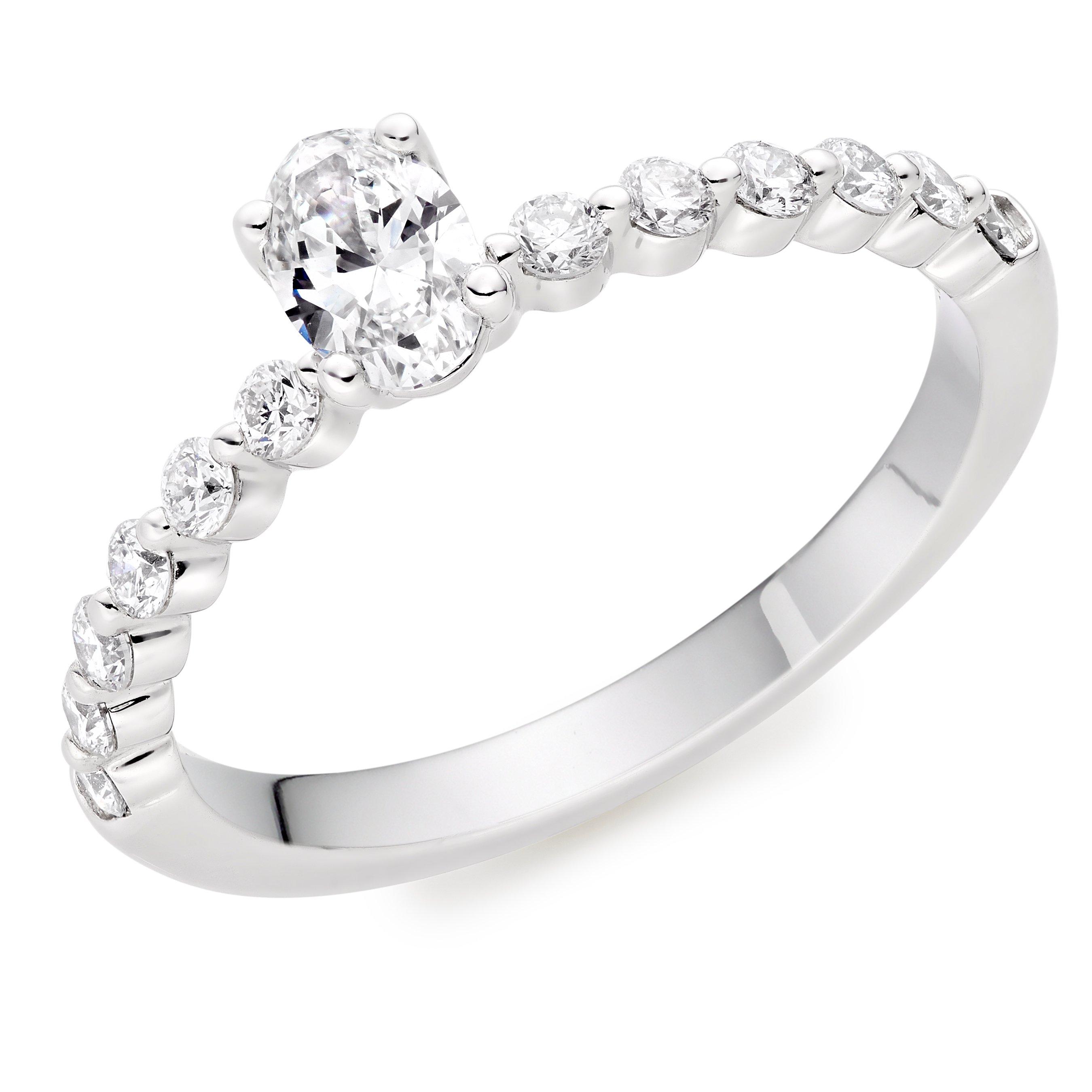 Starlit Platinum Diamond Oval Cut Ring | 0135658 | Beaverbrooks the ...