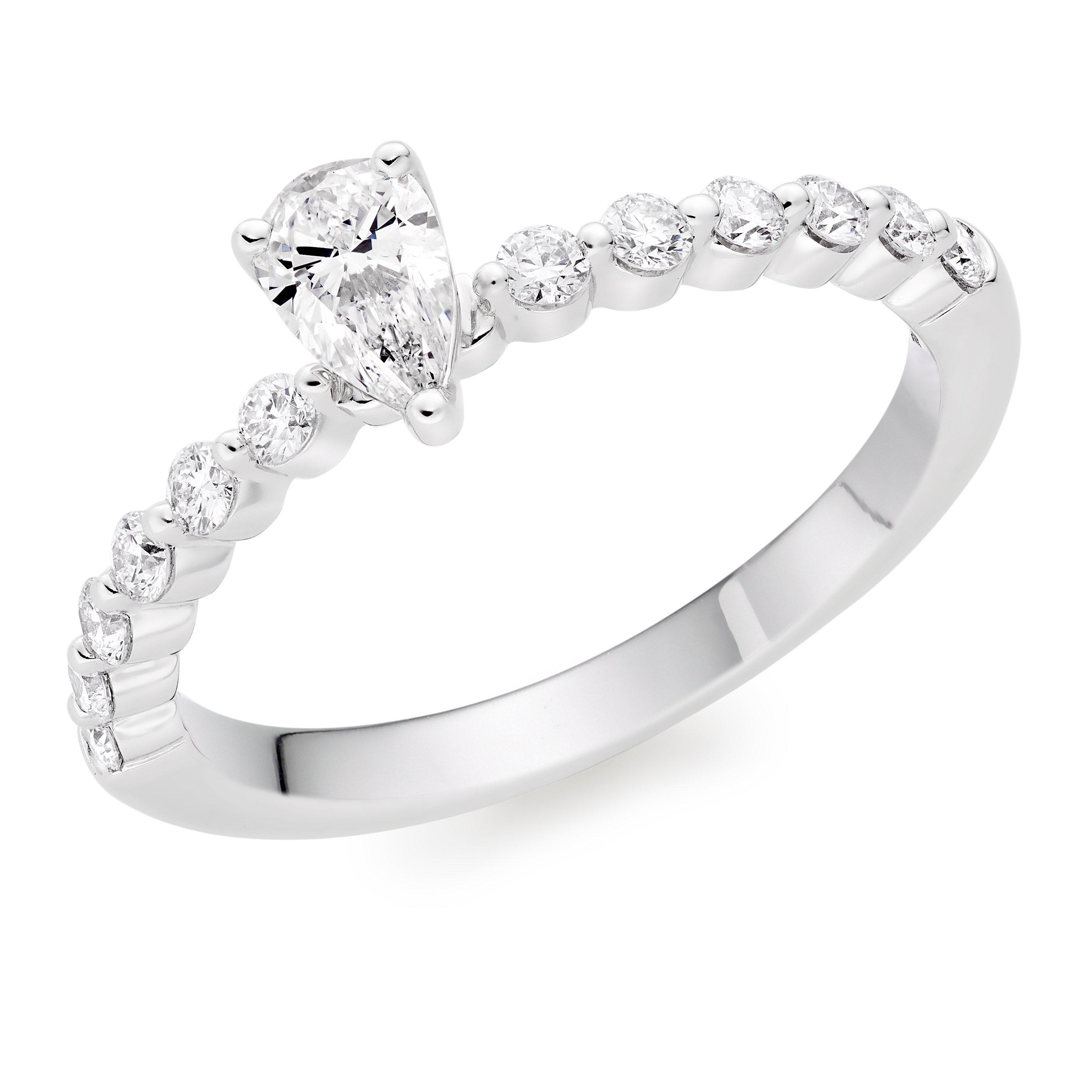 Starlit Platinum Diamond Pear Shaped Ring