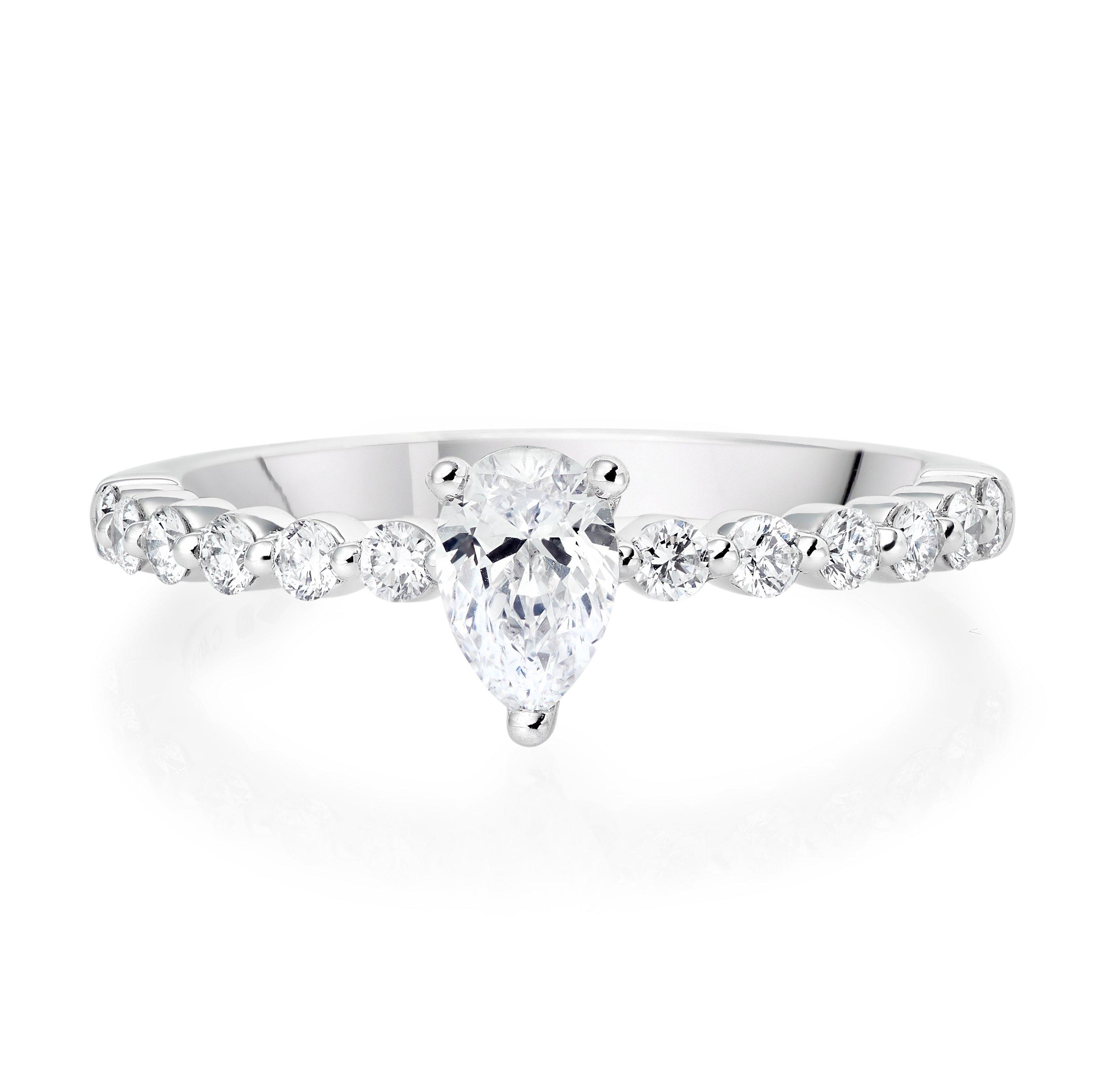 Starlit Platinum Diamond Pear Cut Ring | 0135669 | Beaverbrooks the ...