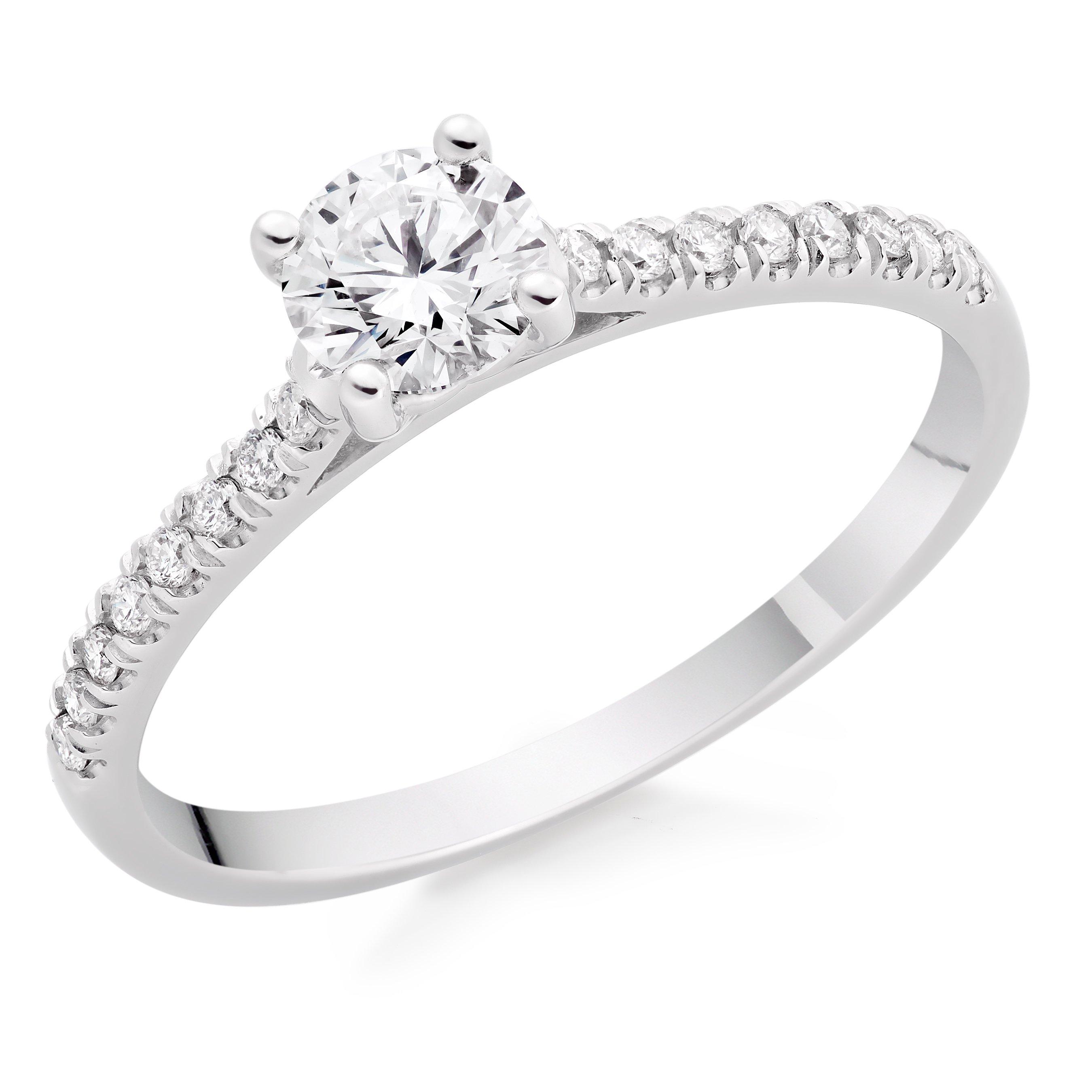 Beaverbrooks Women's Platinum Diamond Solitaire Ring, Size: R