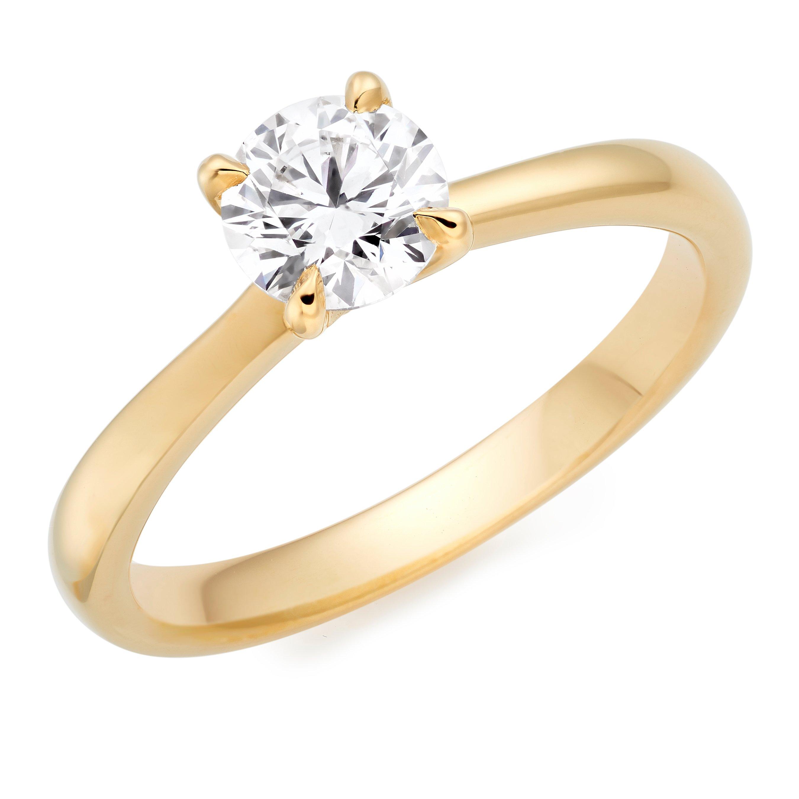 Hearts On Fire Women's Vela 18ct Yellow Gold Diamond Solitaire Ring, Size: I