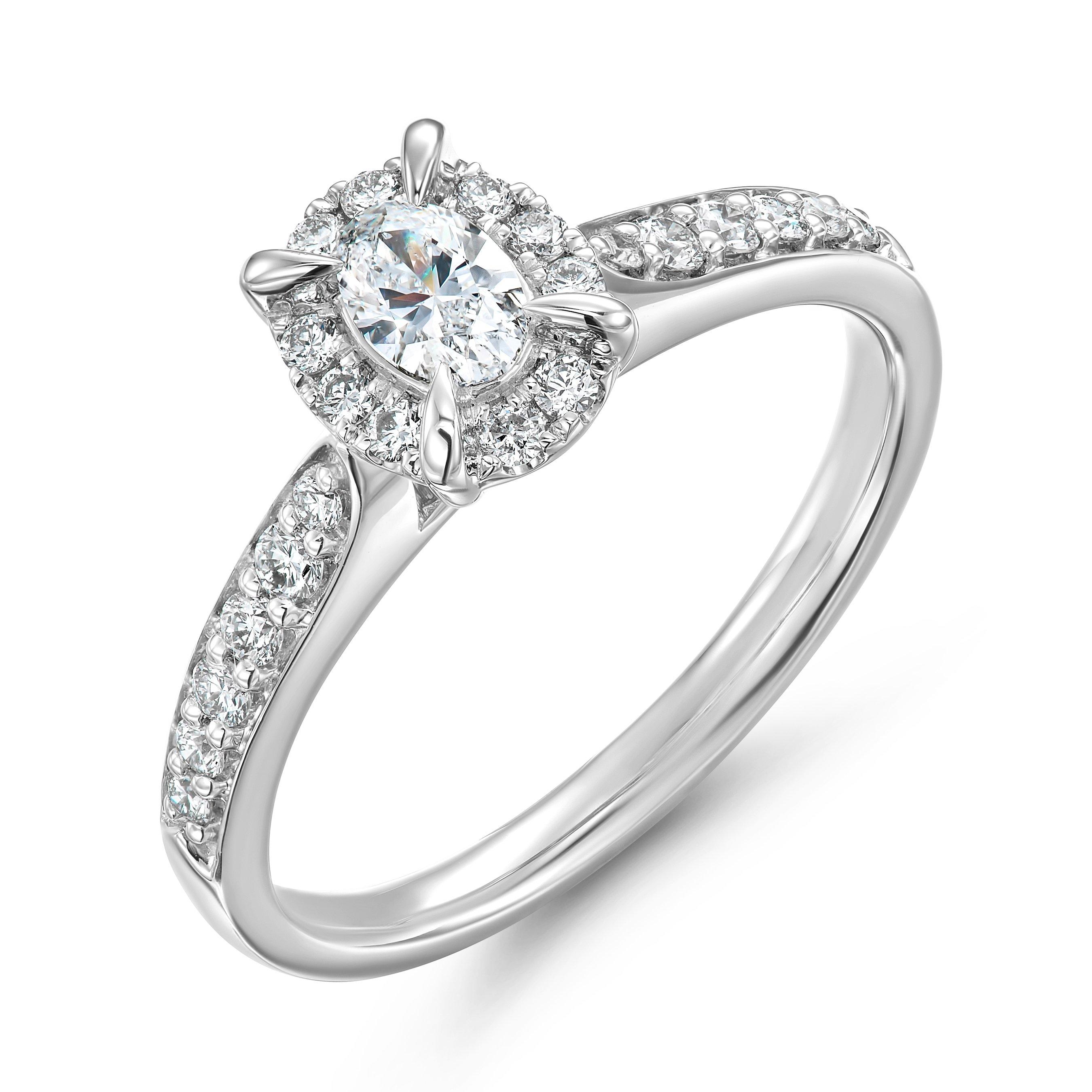 Platinum Diamond Oval Cut Halo Ring