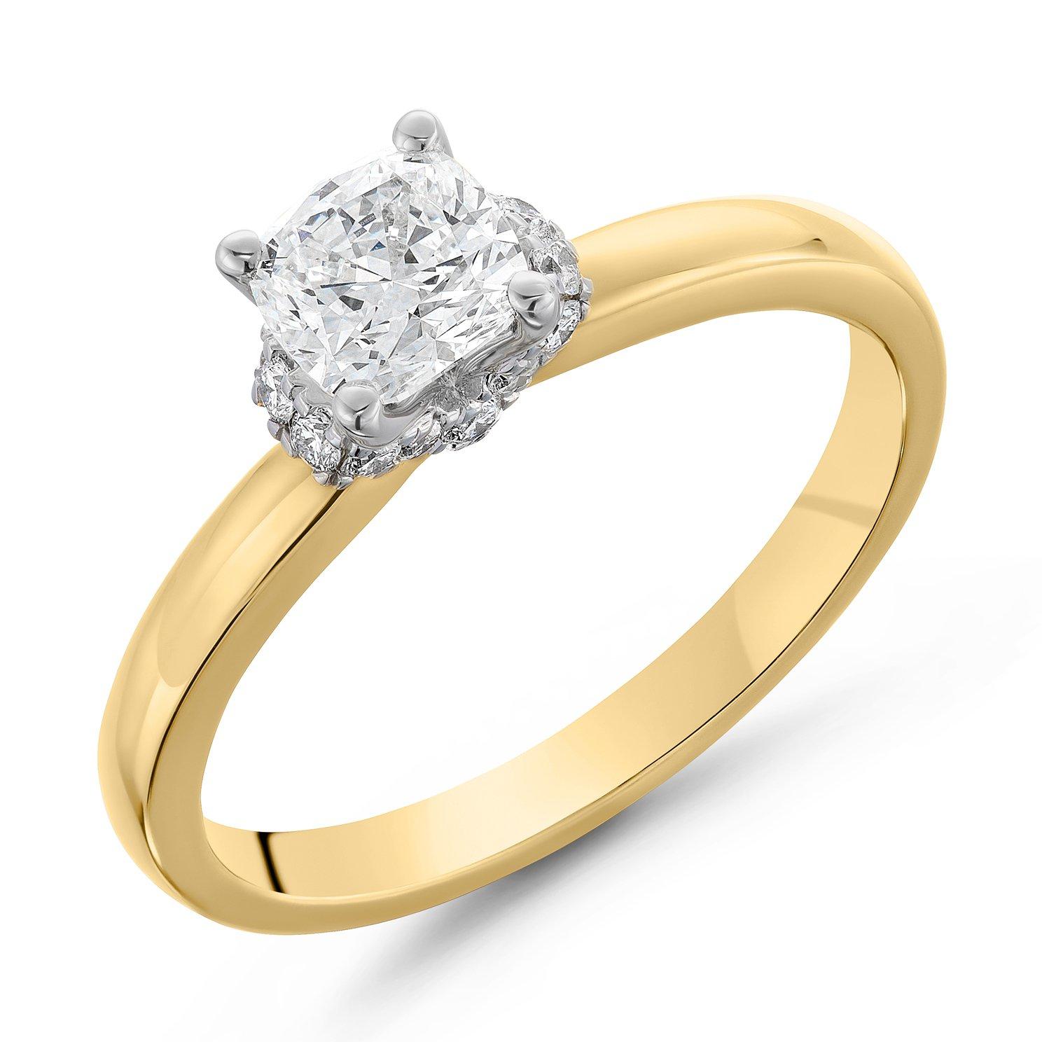 Royal Asscher Women's 18ct Yellow Gold Cushion Cut Diamond Ring