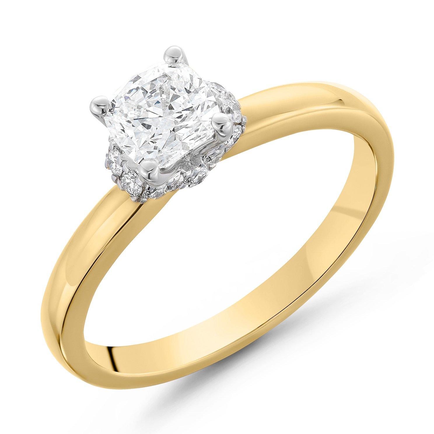 Royal Asscher 18ct Yellow Gold Cushion Cut Diamond Ring