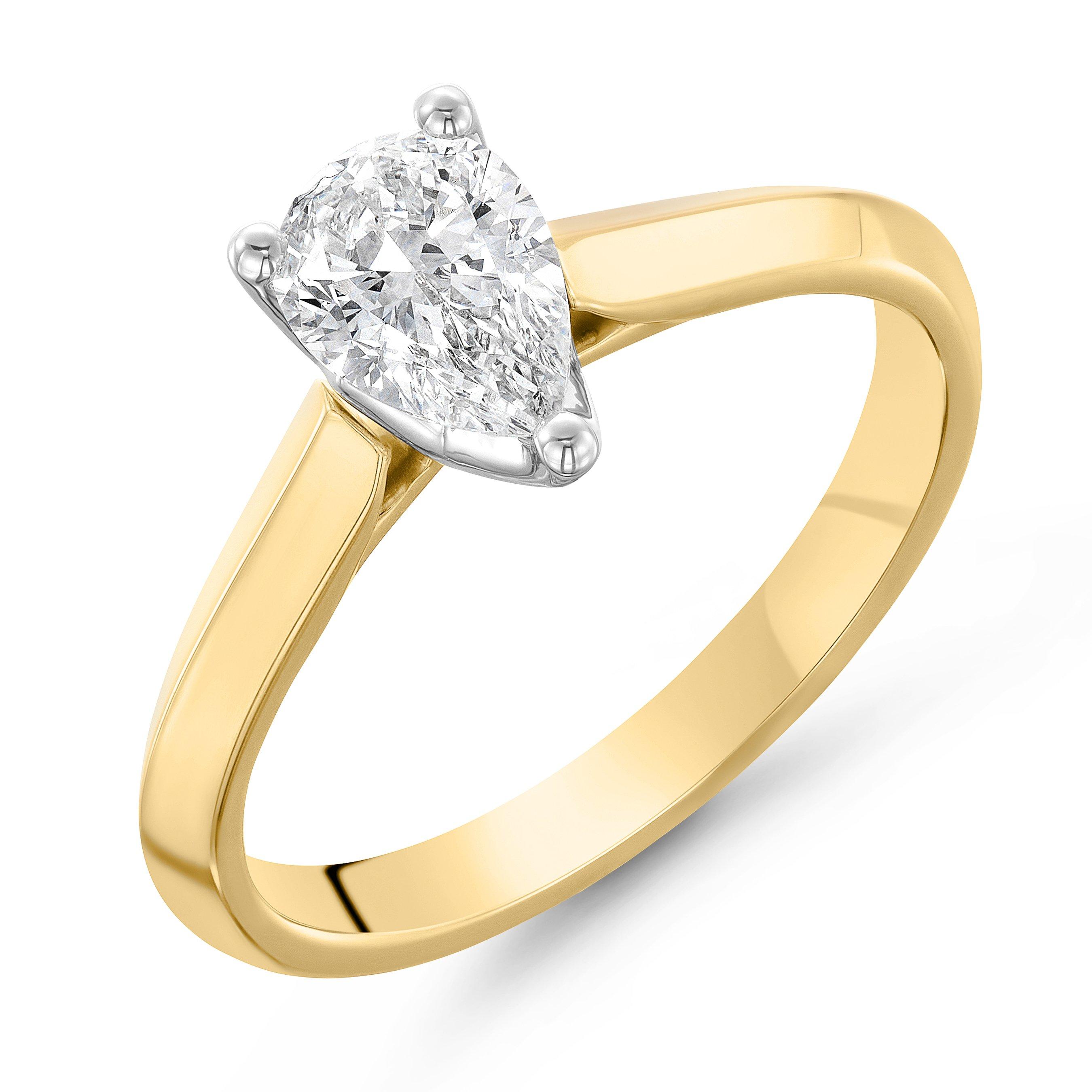 Royal Asscher Women's 18ct Yellow Gold Pear Shaped Diamond Ring