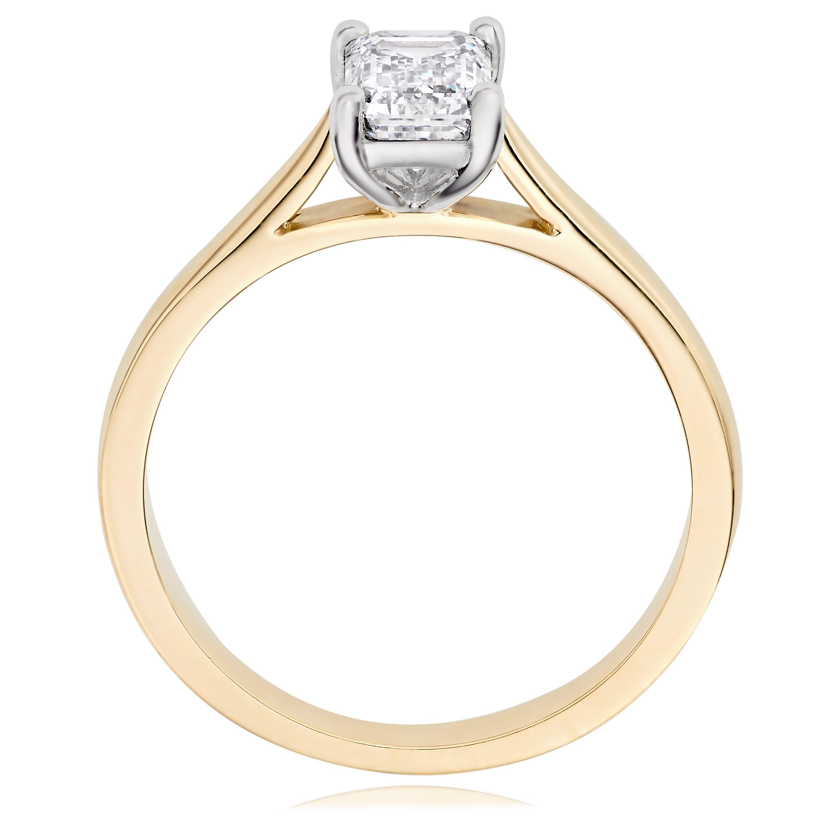 Dainty 10k Yellow Gold Genuine Emerald Solitaire Ring - Swirled Engagement Or Promise Ring (Size 5.5)