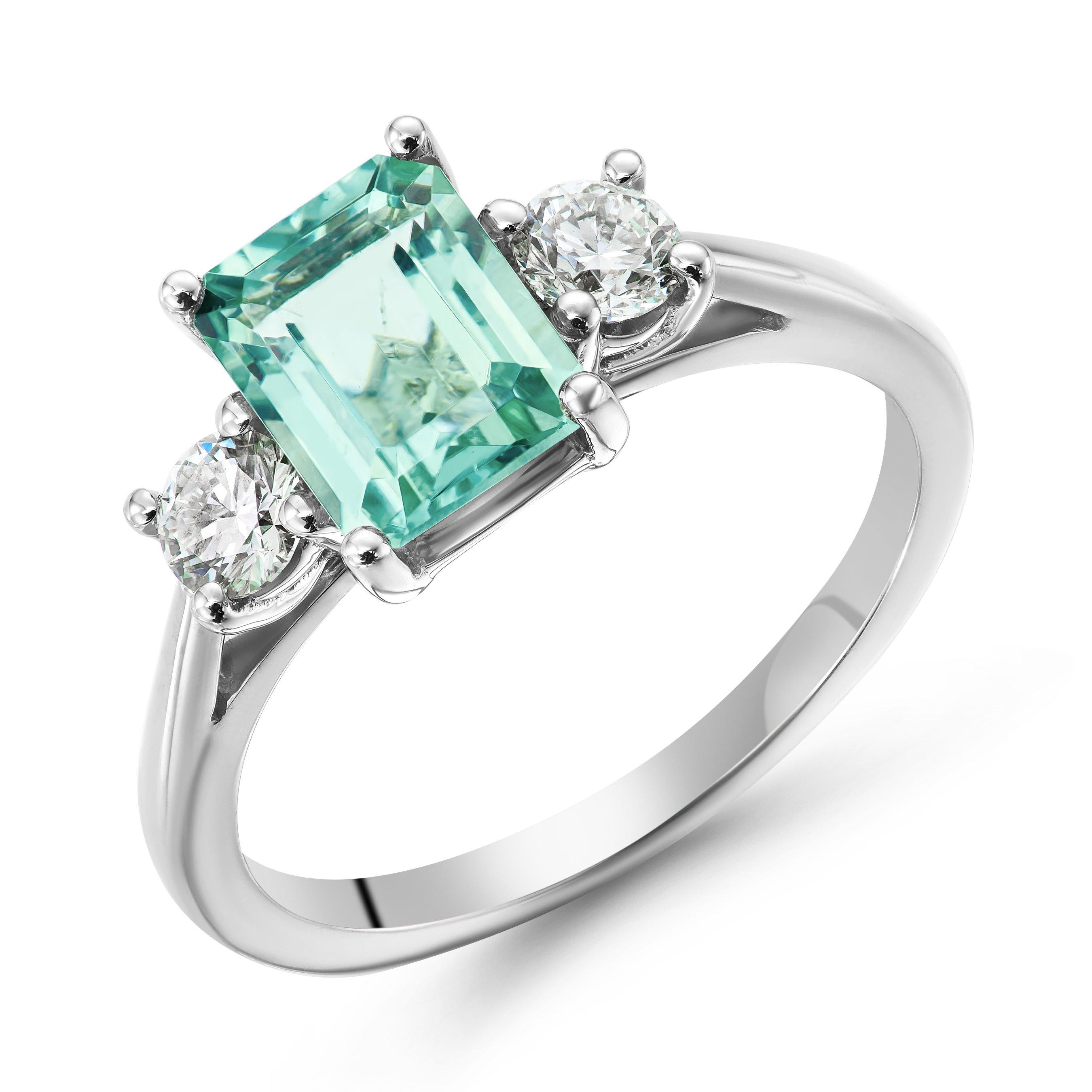 Platinum Diamond Tourmaline Ring